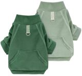 Mosucoirl Dog Hoodie Pet Warm Coats Cotton Sweatshirts Dog Clothes with Pocket Puppy Pullover Dog Jumpsuit for Small Medium Dogs Cats Teddy Poodle Chihuahua (2PACK LightGreen&Green, M)