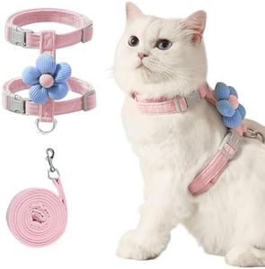 Qpets® Cat Harness with Leash for Kittens with Quick Release Buckle, Escape-Proof Cute Flower Cat Belt for Outdoor Walking & Travel (S, Chest 25-41cm, Neck 20-30cm)