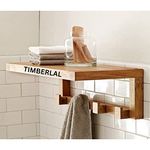 Timberlal Multipurpose Wall Mount Bathroom Shelf and Rack for Home and Kitchen Solid sheesham Wood Wall Shelves with Wooden Hook. Bath Room towal