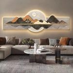 SUNVALLEY Modern Crystal Glass Wall Art With LED Lights & Pearl/Bead Work done on the painting [ 24 Inch x 62 Inch ] (Orange Deer)