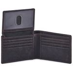 COCHOA Men's Real Leather RFID Blocking Stylish Bifold Wallet with 2 ID Window (Crazy Horse, Coffee)