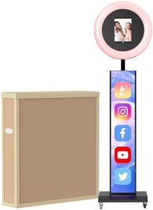 MWE Portable Photo Booth Machine Stand Compatible with Any Ipad with Software APP and Remote Control, RGB Ring Lights Music Sync, Free Custom Logo,ChackTok VIP (Black, Light Box-Honeycomb Case)