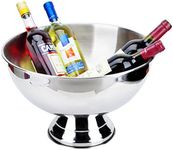 Stainless Steel Champagne Bowl Ice Bucket, Bar Ice Bucket, Large Size Ice Bowl Metal Bar Beer Barrel Champagne Wine Big Ice Bucket for Home Bar - 15.35" x 9.65''