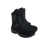 XHUGOY DB-2 CHAIN BLACK SUEDE Genuine Leather Military Men's Combat Desert Boots -High Ankle - High Top Lace Up