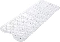 Bath Tub Shower Mat 100 x 40 cm Non-Slip and Extra Large, Bathtub Mat with Suction Cups, Machine Washable Bathroom Mats with Drain Holes (White)