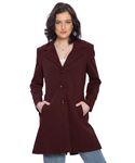 HAUTEMODA Women Woollen Solid Trench Coat (IN, Alpha, XL, Regular, Maroon)