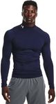 Under Armour Men's HeatGear Armour Mock Long Sleeve T-Shirt, Midnight Navy (410)/White, Medium