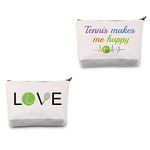 CMNIM Tennis Makeup Bag Tennis Gifts for Tennis Players Cosmetics Bag Gifts for Tennis Lovers Tennis Makes Me Happy Travel Bag Zipper Pouch Organizer