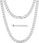 Silvadore 9mm Mens Silver Chain Necklace - Stainless Steel Thick Miami CURB/CUBAN Links - Non-Tarnish Jewelry - 24 Inch / 61cm