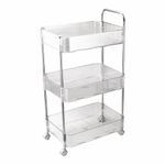 Nayasa Stunner 3 Layer Rack | Plastic Organizer Cart with Wheels| Modern Organizer Trolley | Bathroom Storage Rack | Movable Storage Rack | Multipurpose Plastic Space Saver Storage Cart | Clear