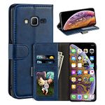 Case for Samsung Galaxy Core Prime, Magnetic PU Leather Wallet-Style Business Phone Case,Fashion Flip Case with Card Slot and Kickstand for Samsung Galaxy Core Prime 4.5 inches-Blue