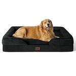 Bedsure Dog Sofa Bed Extra Large - Washable Orthopedic Dog Beds and Couch with Removable Flannel Zipper Cover, XL Plus Waterproof Human Dog Bed for Adults, Black Squre Pet Bed, 122x89x20cm