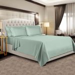Pizuna 100% Cottonking Size Solid Bedsheet 6 Feet, 400 Thread Count Long Staple Cotton Bedsheets For King Size Bed 100X110 Inch With 2 Pillow Covers, Sea Foam Bedsheet For King Size Bed,Green