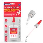 GH1200 (2-IN-1) Mess Free Superglue Brush - Super Glue All Purpose with Brush Applicator & Nozzle, 3000 CPS, No Stain Ca Glue for Plastic, Rubber & More