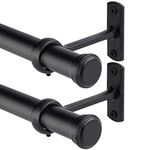 SOMINS Black Curtain Rods 2 Pack, 1 Inch Curtain Rods for Windows 48 to 84, Ceiling Mount & Wall Mount Curtain Rod, Outdoor Curtain Rod, Adjustable Curtain Rod, Drapery Rod with Brackets