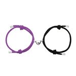 Dlihc 2pcs Couples Bracelets for Women Men, Matching Bracelets for Couples, Matching Heart Bracelets for Boyfriend Girlfriend Best Friend, Adjustable, Nylon, no gemstone