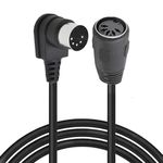 MIDI Din Extension Cable, MIDI 5-Pin DIN 90 Degree Angle Male Plug to Female Socket Audio MIDI/AT Adapter Cable for MIDI Keyboard Synthesizer, Organ, Electric Piano, MIDI Guitar (3 Meter / 9.8 Ft)
