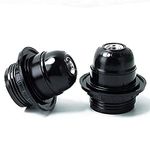 DASCOVEN E27 Bulb Holder Screw Type, Black, Lamp Shade Holder with Rings (Pack of 2),Standard(DE02)