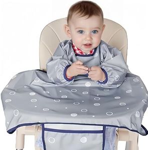 MOTEERLLU Coverall Baby Feeding Bib for Eating,Long Sleeves Bib Attaches to Highchair and Table,Weaning Bibs