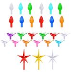 Ceramic Christmas Trees, Twist Light Ornaments Lights Pegs Bulbs(100 pcs Multi Colors Plus 35 Medium Bird Lights 3 Tree Topper Stars)