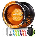 Yoyo Y03-Hertz Professional Unresponsive Yoyo for Kids and Adults, Trick Yoyo Y03 with Long Spin Time, Pro Metal Yoyo for Intermediate + 12 Yoyo Strings + Yoyo Case Bag - Black Golden