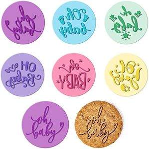 6 Pcs Baby Shower Fondant Embosser Baby Shower Cookie Stamps 3D Design Baby Shower Cookie Cutters Baby Fondant Stamp for Party Decorating Fondant Icing Cupcake Cookie Cake (Baby)