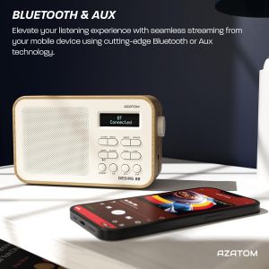 AZATOM Desire X2 DAB/FM Radio – Oak Wood Finish