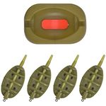 SILANON Inline Flat Method Feeder Set 4 Feeders with Quick Release Moulds Bait Holder Tool for Carp Fishing