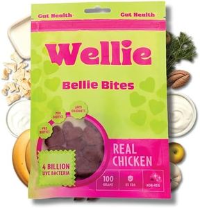 Wellie Bellie Bites Probiotic Treats for Dogs – Real Chicken Flavor – Digestive Enzymes and Prebiotics for All Breeds – 4 Billion CFU for Gut Health and Immune Support – 100g (Pack of 1)