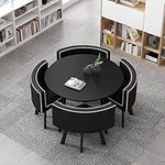 Round/Square Furniture Conference Room Table, Office Reception Room Club Table, 5-Piece Dining Set, Small Coffee Dining Table and Chair Set for 4, Business Negotiation Table and Chair Combination (Co