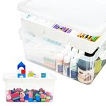 Citylife 17 QT Plastic Storage Box with Building Baseplate Lid and Removable Tray Craft Organizers and Storage Clear Storage Container for Organizing Bead, Tool, Sewing