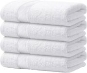 Canadian Linen Everest Premium 4 Pack Medium White Bath Towel Set for Bathroom 27x54 inch Light Weight Soft Absorbent Quick Dry Ring Spun Terry Cotton Towels for Gym Shower Hotel Bath Pool Beach Spa