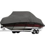 Seamander Boat Cover ,17ft-19ft Heavy Duty 600D Waterproof Boat Cover, Fit V-Hull Tri-Hull Fishing Ski Pro-Style Bass Boats, Full Size (Model D: Fits 17'-19'L X 96" Beam Width, Dark Grey)