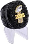 noblehead 2023 Fantasy Football Championship Ring | Black Gunmetal Plated Award For Fantasy Football Trophy League Winner | Color Stones, size 11, Metal, White Diamond