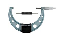 Mitutoyo 103-142-10 outside micrometer, baked-enamel finish, ratchet stop, 125-150mm range, 0.01mm graduation, -0.003mm accuracy