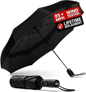 Repel Umbrella Windproof Auto Folding Travel Umbrella - Withstands Winds up to 85MPH, For Rain and Sun – Strong, Compact, Durable, Light & Portable For Women & Men, Fits Backpack & Cars -Black