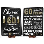 Giftota 60th Birthday Table Centerpiece with Stand 2PCS for Men Women - Happy Birthday Table Decorations Black Gold - Acrylic Poster Framed for Granddad Grandmom - Party Supplies - Party Favors