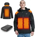 warmsmart Heated jackets for Men Women with 14400mAh Battery Pack, Heated Coats with Detachable Hood Windproof