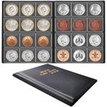 Caxmtu 120 Coins Holders Collection Storage Money Penny Album Book Pockets Christmas Gifts Black