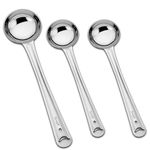 Parage 3 Pieces Stainless Steel Ladle Set for Kitchen Cooking and Serving, Pack of 3, Karchi/Soup Ladle/Kalchun, Silver (Size: 12.5 inches x 1, 11 inches x 2)