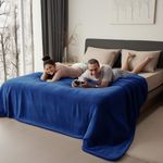 Waterproof Blanket for Bed, Flannel Blanket Waterproof, King Size Blanket Leakproof, Water Proof Reversible Blanket (90x108”, Dark Blue)