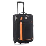 ATX Luggage 55x35x20cm Cabin Suitcase Super Lightweight Small Suitcase Approved for 100+ Airlines Including EasyJet, Ryanair, British Airways & Virgin Atlantic (Black/Orange, 21 Inches, 48 Liter)