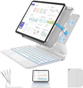 TSQQST Keyboard Case for iPad Air 11 Inch (M4/M3/M2 2026-2024)/ iPad Air 5th 4th Gen/iPad Pro 11” 2018-2022, Magnetic Detachable Backlit Keyboard with Trackpad Pencil Holder Contact Connector, White