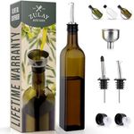 Zulay Olive Oil Dispenser Bottle For Kitchen - Glass Olive Oil Bottle With 2 Spouts, 2 Removable Corks, 2 Caps, & 1 Funnel - Oil Bottle For Kitchen & Storing Liquids