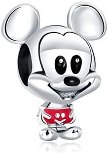 MITSOKU Mickey Collection Boy Mouse Charms in 925 Sterling Silver with Cubic Zirconia for Bracelets, Metal, Cubic Zirconia,