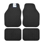 Nicoman Universal Black Car Mats with Anti-Slip, Heavy Duty Performance All Weather Protection, Trim to Fit Rubber Floor Mat Carpet for SUV, Vans, Sedans, Trucks Waterproof, Made in UK (Full Set)