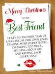 Bestie Friend Christmas Card Humour Best Friend BFF Here's To Another Year Merry Christmas Xmas