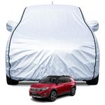 FABTEC Waterproof Car Body Cover for Honda WRV with Mirror and Antenna Pocket, Soft Cotton Lining, Triple Stitched (Heat Resistant Metallic Silver with Black Piping)