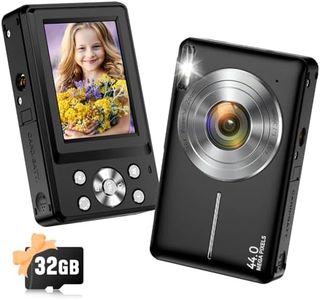 Digital Camera, 2024 Upgraded 1080P 44MP Digital Cameras for Kids, Digital Point and Shoot Camera with 16X Zoom, 32GB SD Card, Time Stamp, Compact Small Travel Camera for Boys Girls Teens, Black