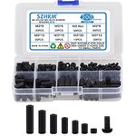 SZHKM M3 Nylon Screw Nut Assembly Different Length Nylon Six Angle Support Column, DIY Electrical Circuit Board and Machine Board Assortment Mounting Hardware Kit Box (NL3-04, black) 200Pcs